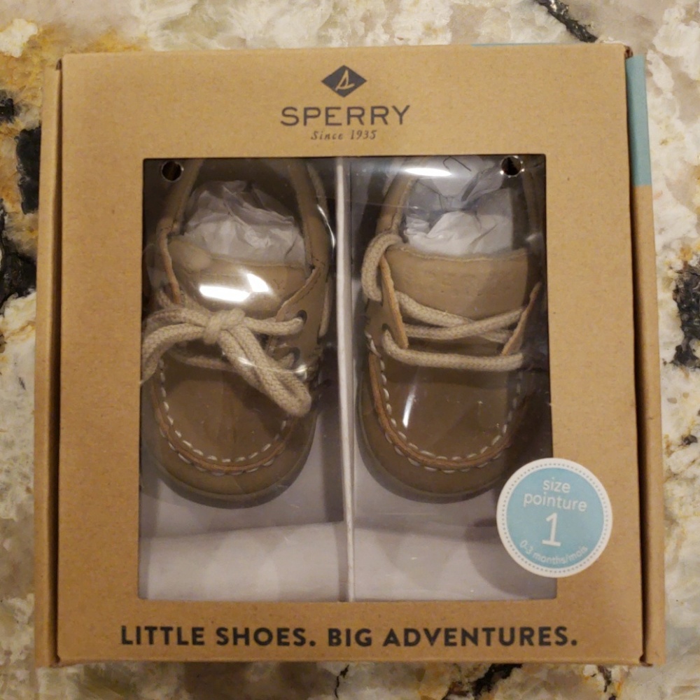 Sperry Intrepid Baby Girls Boat Shoes in Linen/Oat